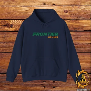 Frontier Airlines Logo Hoodie Sweatshirt Black/Navy/White/Sport Grey S-5XL - Picture 1 of 13