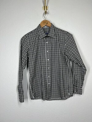 Robert Graham Boys Plaid Button Down Shirt Large 14-16 Black White Gingham - Image 1 of 4