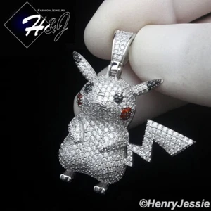 MEN SOLID 925 STERLING SILVER FULL ICY BLING CZ 3D HIPHOP CARTOON PENDANT*SP510 - Picture 1 of 5