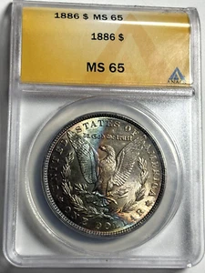 1886 P Toned Morgan $💎💎ANACS MS 65💎💎Exceptional Picasso Of Color💎💎(VIDEO) - Picture 1 of 11