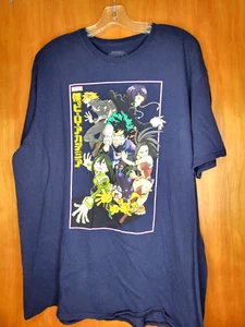 MY HERO Academia Anime Characters Graphic T-shirt Men's 2XL Navy Short Sleeve - Picture 1 of 4