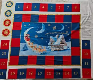 New Ex Large Fabric Santa Christmas Avent Calendar Panel W 44 " x L 36" - Picture 1 of 2