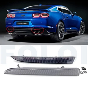 FOR 16-23 CHEVY CAMARO LT SS ZL1 PAIR SMOKE LENS REAR BUMPER DIFFUSER REFLECTOR - Picture 1 of 7