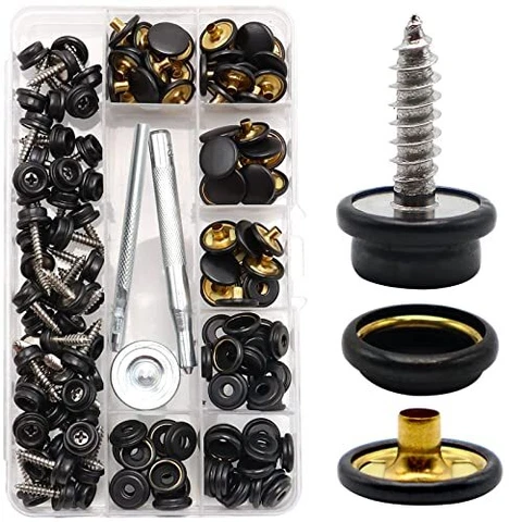 153 pcs Canvas Snap KitMetal Screws Upholstery Fasteners Marine Grade 3/8" So Cover