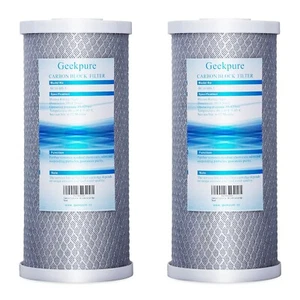 Geekpure Whole House Carbon Block Replacement Water Filter 5 Mic 4.5"x10" Pack 2 - Picture 1 of 7