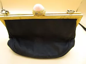 Vintage 1950's Twifaille by Rosenfeld black satin evening purse, very good - Picture 1 of 5