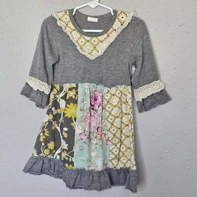 Vestido Boutique Etsy Hecho a Mano Niño Pequeño Retazos Con Encaje Talla 2T Foto 1 de 4