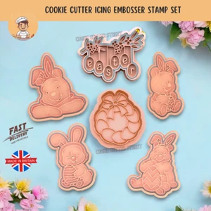 Winnie The Pooh Easter Cookie Cutter Icing Stamp Embosser Set - Picture 1 of 2
