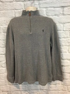 POLO Ralph Lauren Hombres Gris Algodón 1/4 Cremallera Pullover Manga Larga Suéter Talla Grande - Imagen 1 de 6