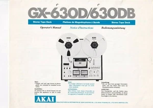 Opérateur‘S Manuel De L'Utilisateur Manuel pour Akai GX-630D / 630DB - Picture 1 of 1