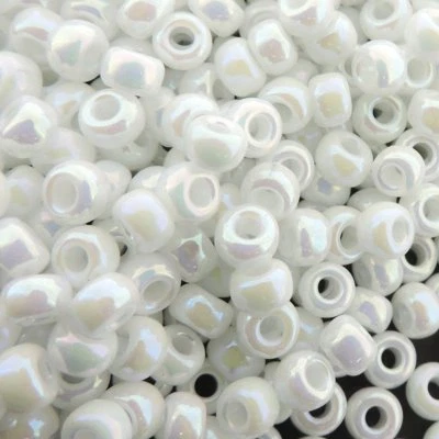Cuentas Semilla Redondas Miyuki Rocaille's Talla 6/0 Blanco Opaco AB 20 Gramos (6-402R) Foto 1 de 2