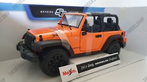 MAISTO 1:18 Scale - 2014 Willys Jeep Wrangler in Orange - Diecast Model Car