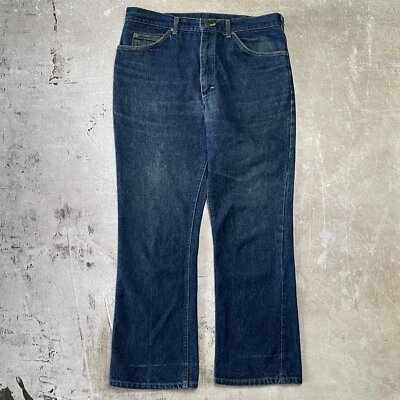 Pantalones de mezclilla Lee Riders vintage de los años 70 hechos en Unión en EE. UU. cremallera de latón garra 33x29 Foto 1 de 4