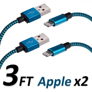 3FT iPhone USB Charger Data Cable Braided For Apple Devices High Quality 2 SETS - Picture 1 of 1