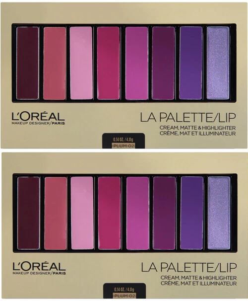 2 Pack: NEW L'Oréal Paris Colour Riche La Palette Lip 8 Shades 02 Plum (Sealed) - Image 1 of 1
