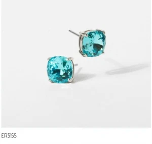 Origami Owl Mini Silver & Light Turquoise Swarvorski Crystal Clara Stud Earrings - Picture 1 of 1