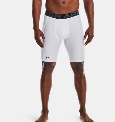 Under Armour HeatGear Men's Compression Pocket Long 9" Shorts  XL White - Image 1 of 4