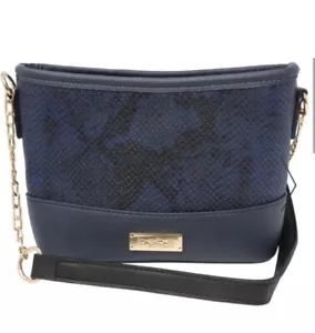 NEU Bebe EMILY Schlangenleder-Druck blau Crossbody Schultertasche veganes Leder Neu mit Etikett $ 79 - Bild 1 von 9