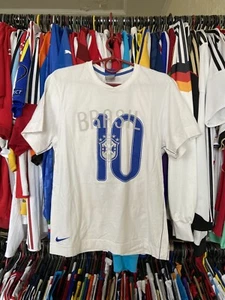 BRASIL FOOTBAL SOCCER FAN SHIRT JERSEY NIKE 119598 sz M MEN WHITE COTTON - Picture 1 of 14