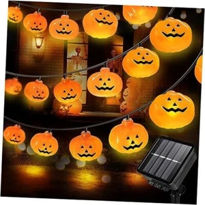 Solar Halloween Lights Outdoor 60 LEDs, Halloween Pumpkin String Lights with - Picture 1 of 7