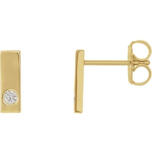 Pendientes de barra con diamantes en oro amarillo de 14K - Imagen 1 de 2