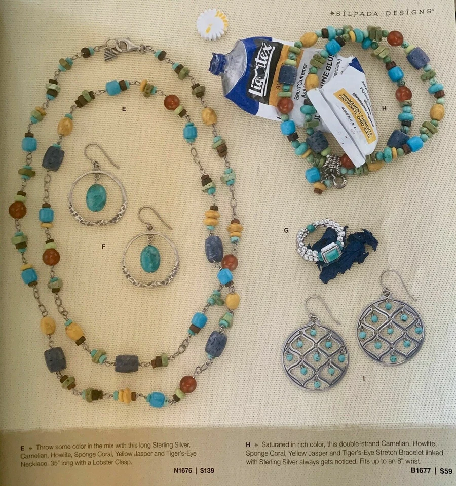 Silpada Howlite Coral Cornalina Jaspe Pulsera B1677 N1676 Juego de Collar $198 Foto 1 de 4