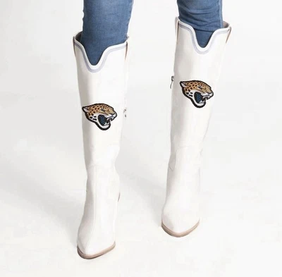 NFL CUCE BOOT JACKSONVILLE JAGUARS Botas de Tacón Blancas Adornadas Foto 1 de 2