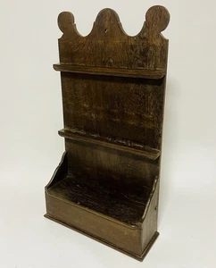 Antique Oak Wall Hanging Spoon Rack with Candle or Salt Box - Picture 1 of 11