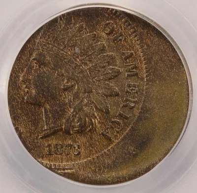 1873 1c Indian Cent Struck 40% Off-Center PCGS AU55 - Image 1 of 4