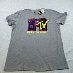 MTV Music Television T-Shirt Donna XL Stampa Grafica Stile Classico Retrò Grigio - Foto 1 di 12