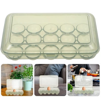  Plastic Egg Holder Tray Storage Container for Refrigerator Counter - Image 1 of 4