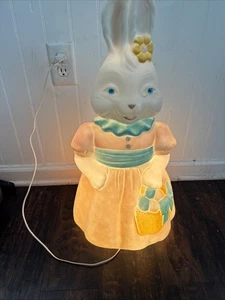 Vintage 25" Blow Mold Mrs Easter Bunny Rabbit Basket Eggs, Carolina Empire 1994 - Picture 1 of 4