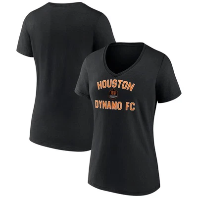 Women's Black Houston Dynamo FC Victory Arch Logo V-Neck T-Shirt - Image 1 of 3