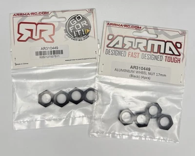 2x Lot Aluminum Wheel Nut 17mm Black 4pcs ARRMA AR310449 RC Parts NEW in Package - Image 1 of 4