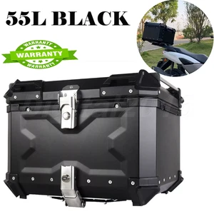 55L Motorrad Heck Top Box Gepäck Schwarz Alulegierung Heckträger Werkzeugkoffer - Bild 1 von 7