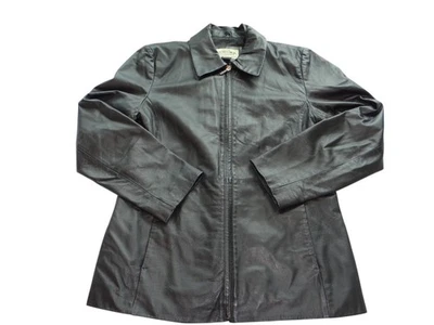 Chaqueta para mujer Sonoma de cuero negra con cremallera frontal Foto 1 de 4