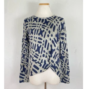 NIC & ZOE Sweater Lightweight Crew Neck Abstract Print Cotton Linen Size Small - Picture 1 of 5