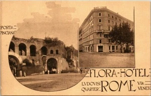 ROME, ITALY - FLORA HOTEL - VINTAGE POSTCARD - Picture 1 of 2