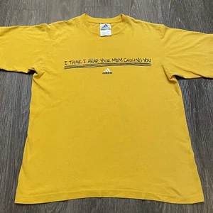 Adidas T Shirt Youth XL Yellow Short Sleeve Crew Neck Funny Sports USA Made Vtg - Picture 1 of 12