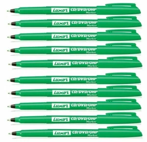 10 X EXTRA FINE TIP PERMANENT MARKER PENS GREEN CD / DVD Pen Marker - Best Price - Picture 1 of 5