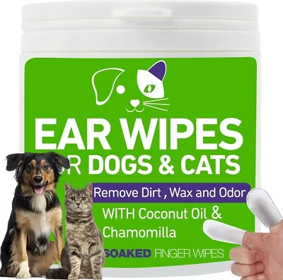 Pet Ear Wipes for Dogs and Cats - Dog Ear Cleaner Wipes, Cleaning and Deodorizin - Image 1 of 4
