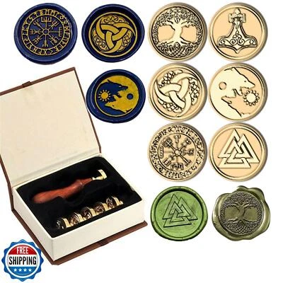 Sello de cera runa vikinga Kooer 6 piezas, sellado Vegvisir Valknut árbol de la vida  Foto 1 de 4