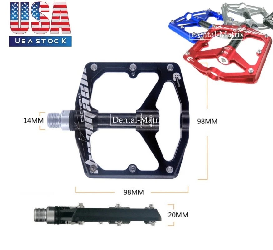 USA MTB Mountain Bike Pedals Aluminum Carbon Bicycle Flat Pedals  3 Bearings - Image 1 of 4