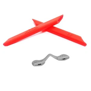 New Walleva Red Earsocks + Gray Nosepad For Oakley Radarlock Sunglasses - Picture 1 of 3