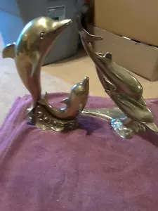 Enorme set di delfini in ottone alti 14" e 15" - Foto 1 di 4
