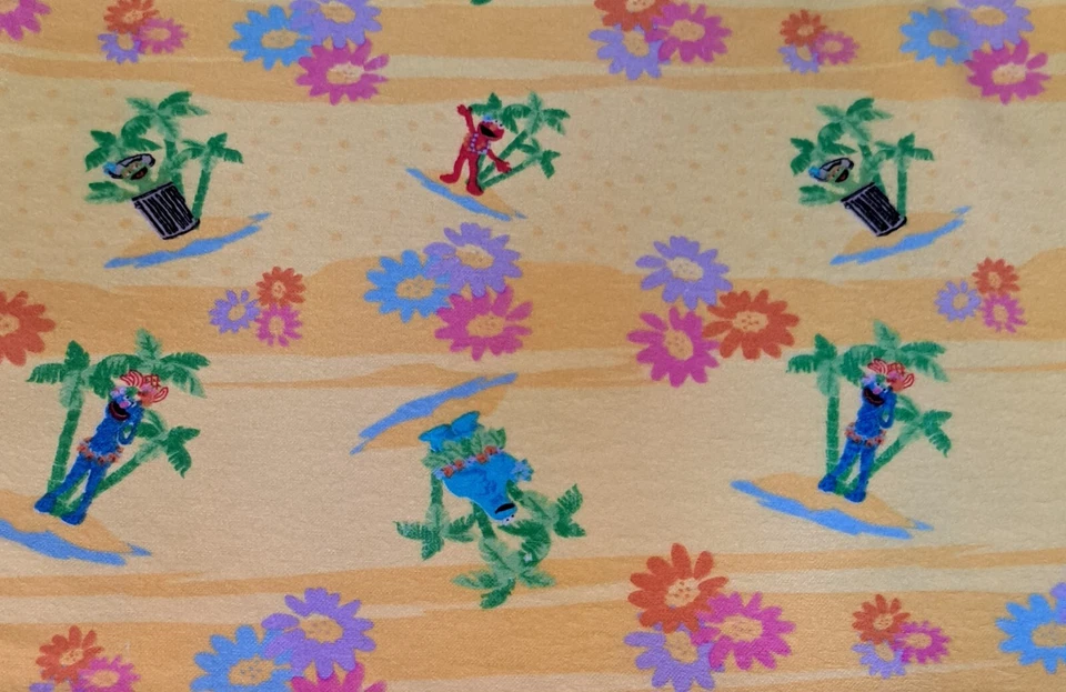 1 Yard Sesame Street Workshop Yellow 100% Cotton Sewing Flannnel Elmo Oscar  - Image 1 of 1