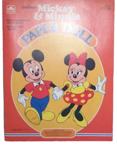Muñecas de papel Walt Disney Productions 1983 Mickey y Minnie Mouse sin cortar de colección - Imagen 1 de 3