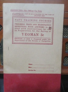 RARE  WW2 1940 NAVY Training Course - YEOMAN 3C  1939 EDITION, NM - Picture 1 of 3