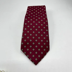 Vintage Yves Saint Laurent Paris Tie Cravat Burgundy Red Geometric USA Silk YSL - Picture 1 of 5