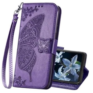 for Moto G 5G 2024 Case Wallet,Women Flip Cover with Butterfly Emboss PU Purple - Picture 1 of 8